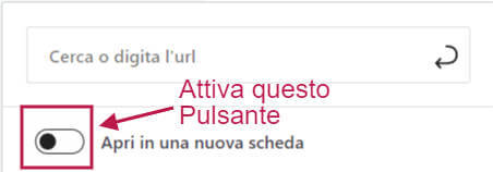 attiva pulsante apri nuova scheda