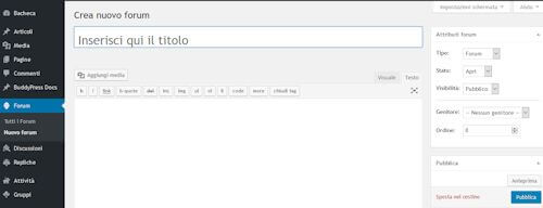  Area editor - creare un forum