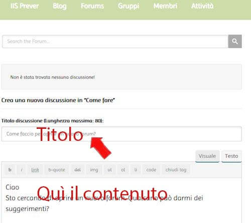 Inserire titoloe contenuto