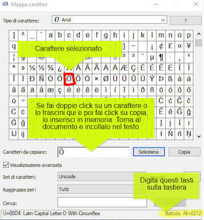 Mappa caratteri di windows