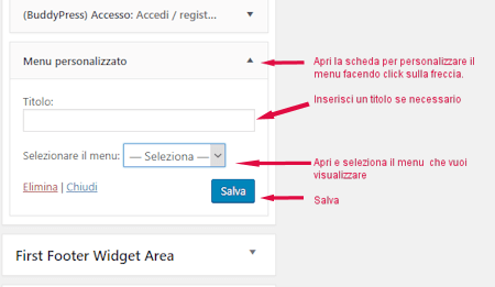 WordPress opzioni widget custom menu