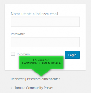 login form recupero password
