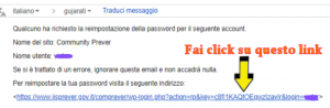 ricezione email recupero password
