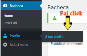 menu profilo di wordpress