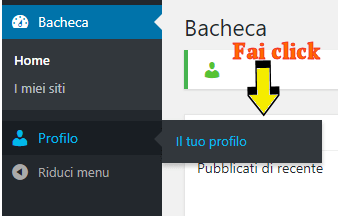 menu profilo di wordpress
