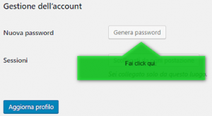 profilo, cambio password in wordpress