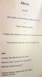 evento erasmus il menu della serata