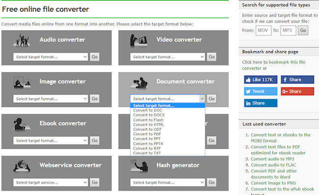 convertire file su online converter
