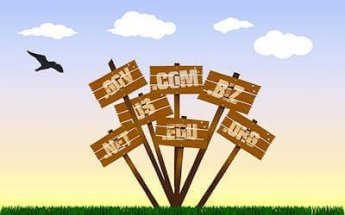un cartello con le estensioni dei nomi a dominio: com, org, it, bz,, net