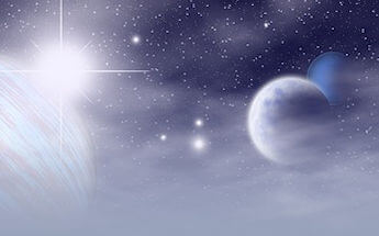 spazio con pianeti blu