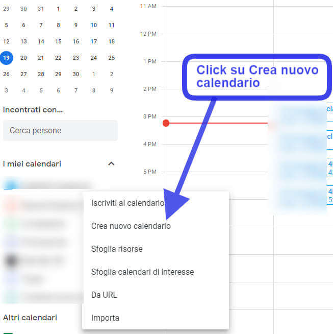 Calendario condiviso crea nuovo calendario