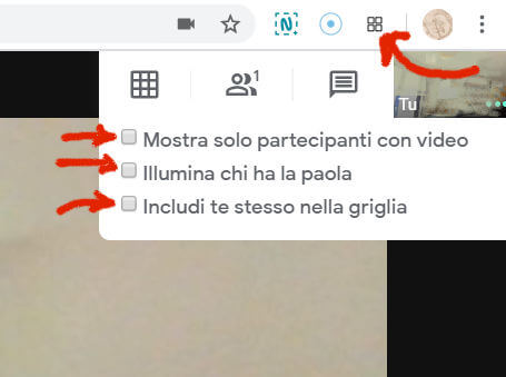 funzione griglia per hangouts meet