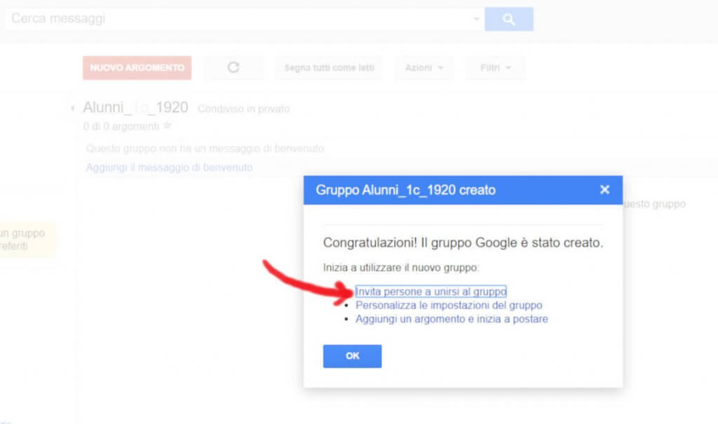 GSuite Gruppi invita persone