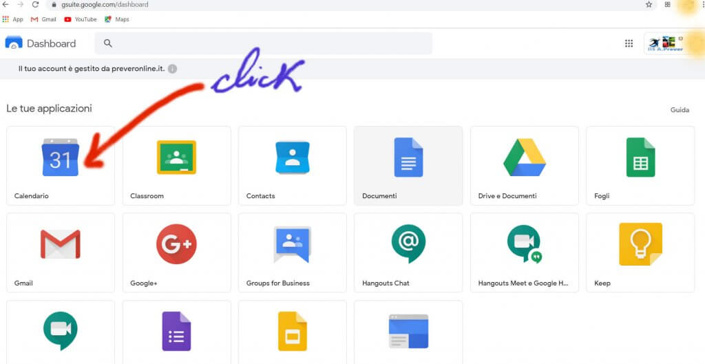 consolle Gsuite icona calendar