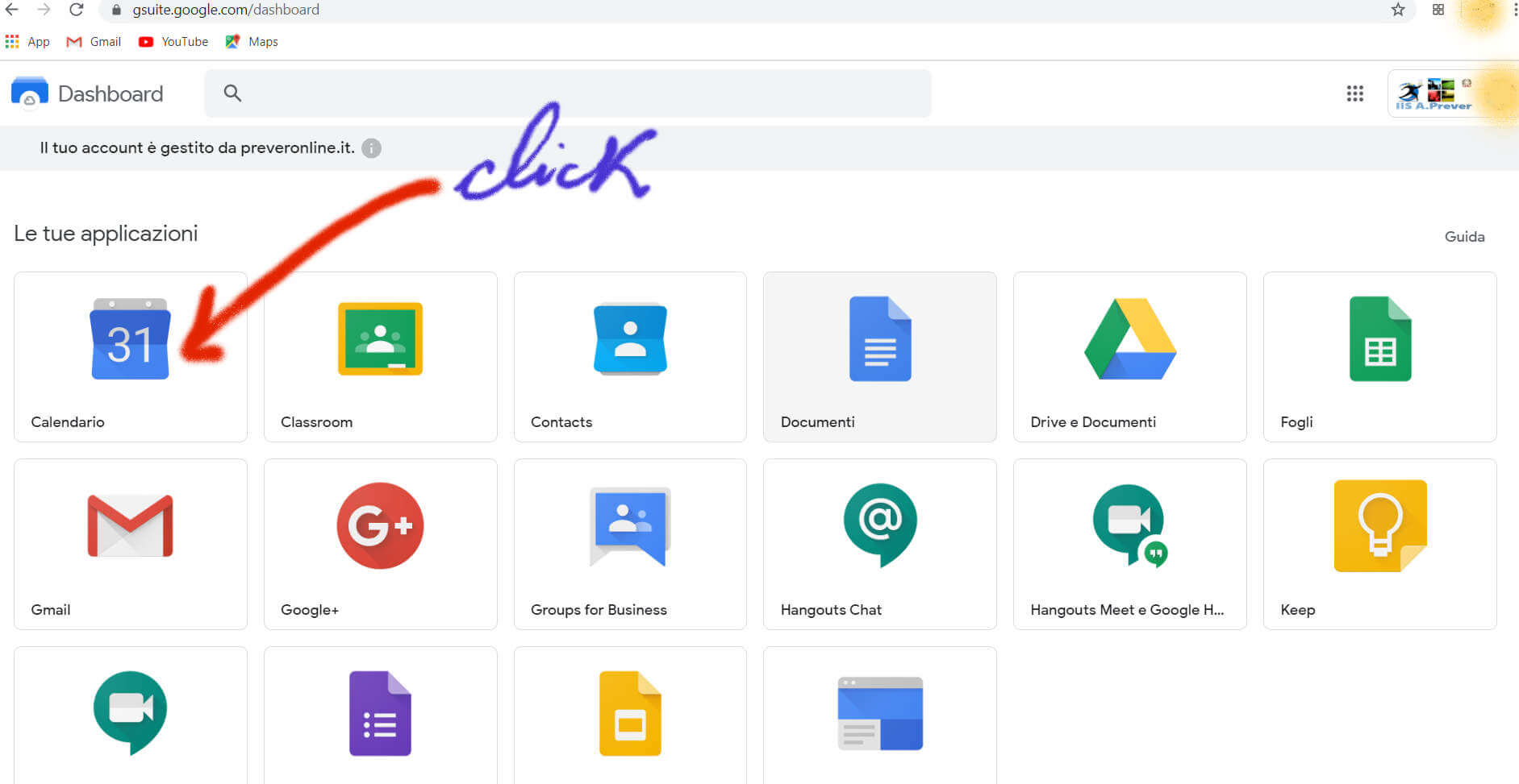 consolle gsuite icona calendar