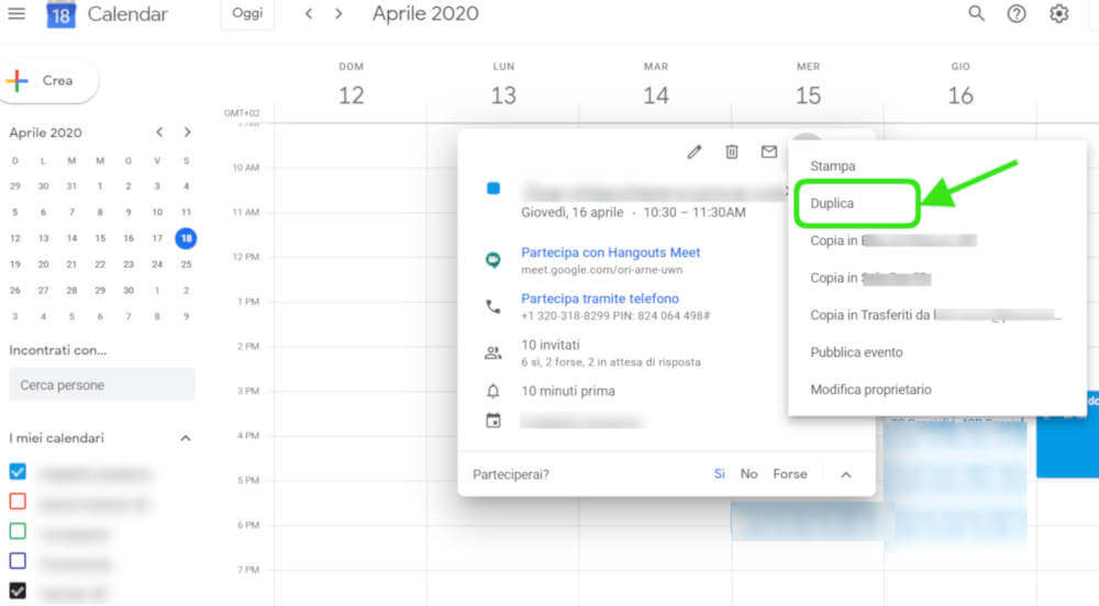 calendar duplica evento