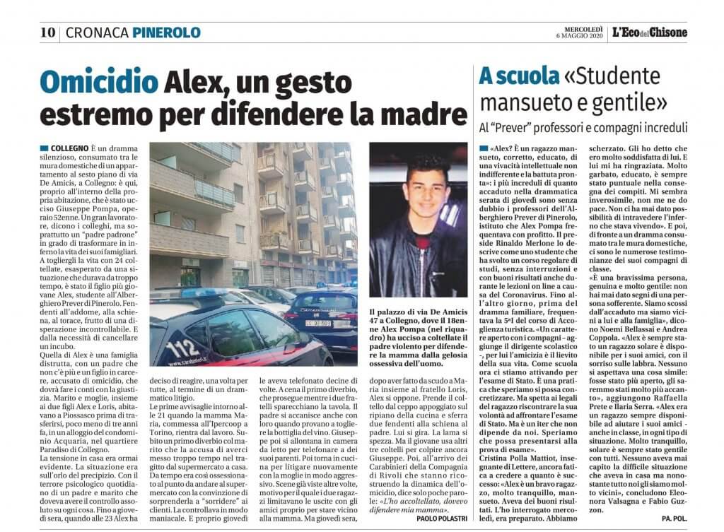 articolo dell'eco del chisone su alex pompa