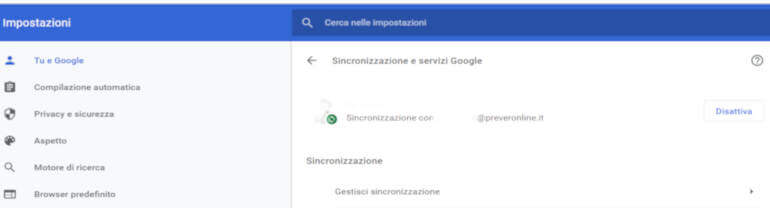 sincronizzazione del browser