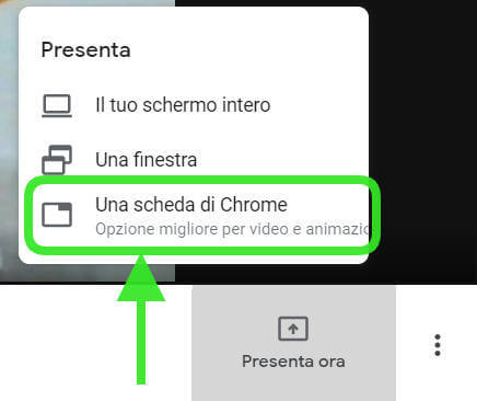 scheda presenta una scheda di chrome