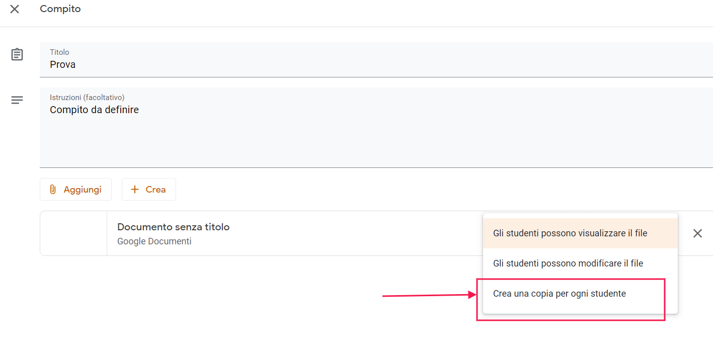 documento copia ogni studente.