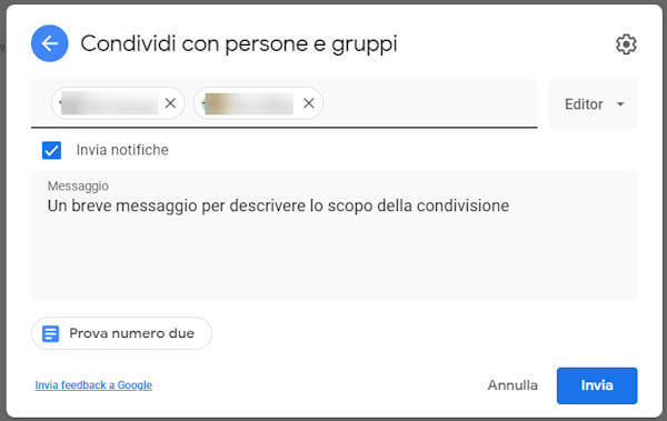 Drive Condividi Persone Gruppi